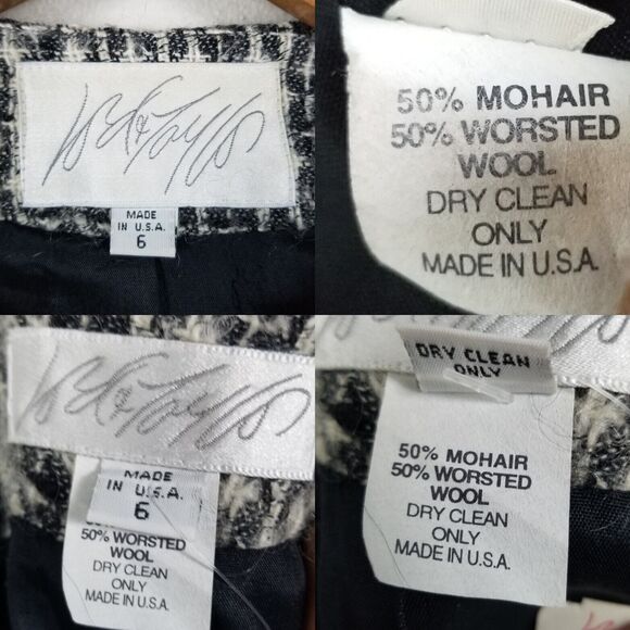Lord & Taylor 80s/90s VTG Black White Tweed Mohair Wool Blend Skirt Suit Size 6 - Picture 13 of 15